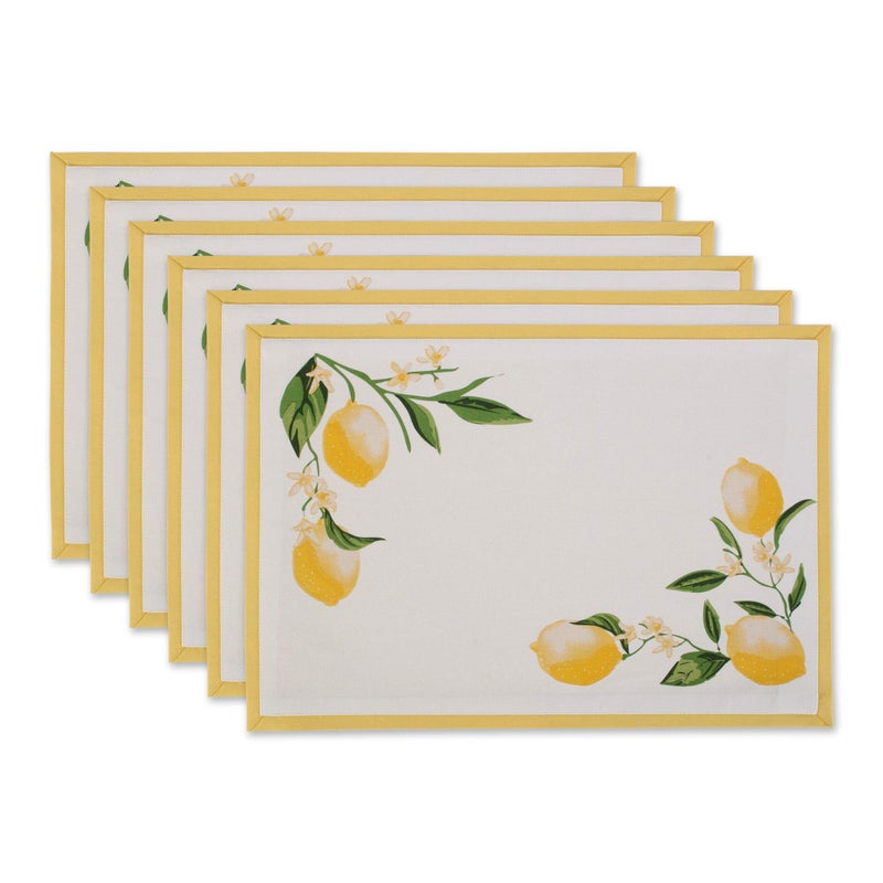 DII Lemon Bliss Tabletop Collection, Placemat Set, 6 Piece - Image 1